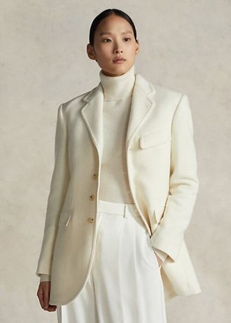 Cream Women’s Ralph Lauren Wool-Blend Herringbone- Jackets