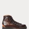 Dark Brown Men’s Ralph Lauren Fidel Burnished Calfskin Boots