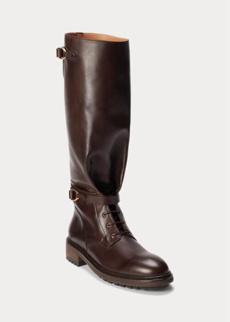 Dark Brown Men’s Ralph Lauren Welington Calfskin Boots