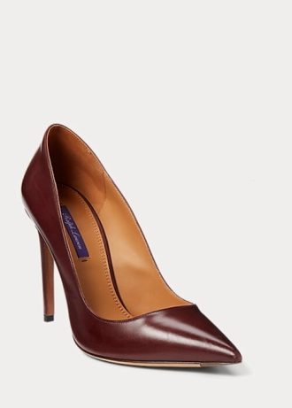 Dark Brown Women’s Ralph Lauren Celia Calfskin Heels
