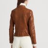 Dark Brown Women’s Ralph Lauren Leather Moto Jackets