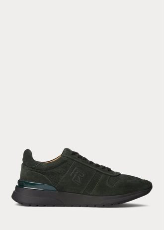 Dark Green Men’s Ralph Lauren Ethan Calf-Suede Sneakers