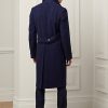 Dark Navy Men’s Ralph Lauren Handmade Wool Herringbone Topcoat Coats