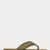 Dark Olive Men’s Ralph Lauren Grosgrain-Trim Suede Flip Flops