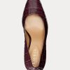 Dark Red Women’s Ralph Lauren Camila Embossed Leather Heels