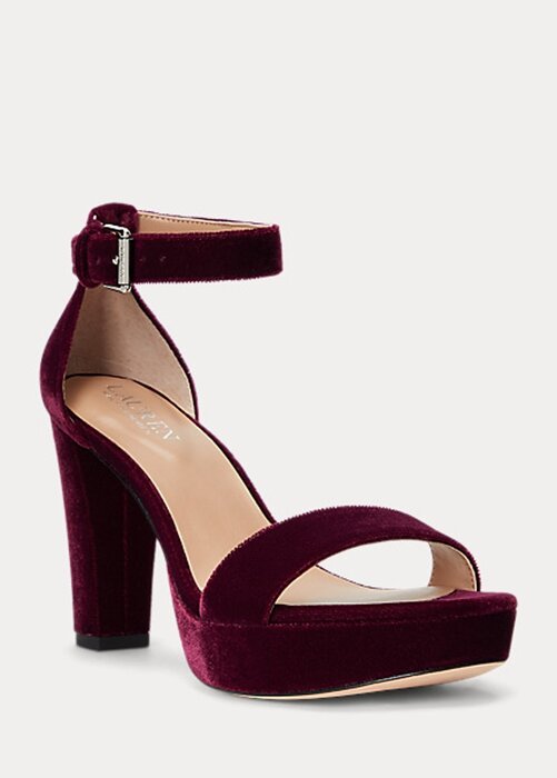 Dark Red Women’s Ralph Lauren Sylvia Velvet Heels Dark Red Women’s Ralph Lauren Sylvia Velvet Heels