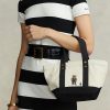 Ecru/Black Women’s Ralph Lauren Canvas Small Polo Bear Tote Bags Ecru/Black Women’s Ralph Lauren Canvas Small Polo Bear Tote Bags