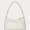 French Navy Dot/Cream Women’s Ralph Lauren Polka-Dot Leather Medium Handbag