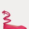 Fuchsia Women’s Ralph Lauren Cecilia Nappa Leather Lace-Up Flat Shoes