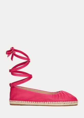 Fuchsia Women’s Ralph Lauren Cecilia Nappa Leather Lace-Up Flat Shoes