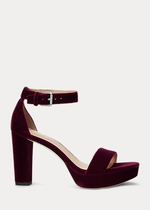 Dark Red Women’s Ralph Lauren Sylvia Velvet Heels Dark Red Women’s Ralph Lauren Sylvia Velvet Heels