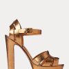Gold Women’s Ralph Lauren Callahan Metallic Calfskin Sandals