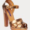 Gold Women’s Ralph Lauren Callahan Metallic Calfskin Sandals