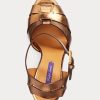 Gold Women’s Ralph Lauren Callahan Metallic Calfskin Sandals