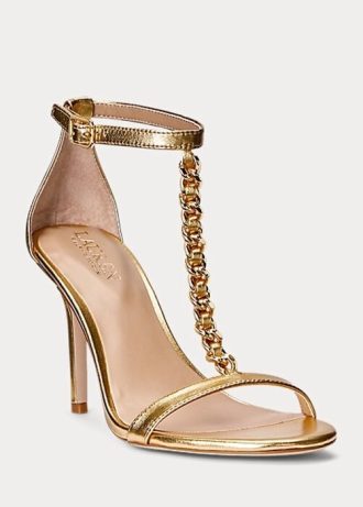 Gold Women’s Ralph Lauren Kate Metallic Nappa Leather Sandals