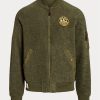 Green Men’s Ralph Lauren Brushed Fleece Bomber Jackets Green Men’s Ralph Lauren Brushed Fleece Bomber Jackets