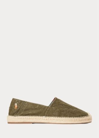 Green Men’s Ralph Lauren Cevio Washed Canvas Casual Shoes
