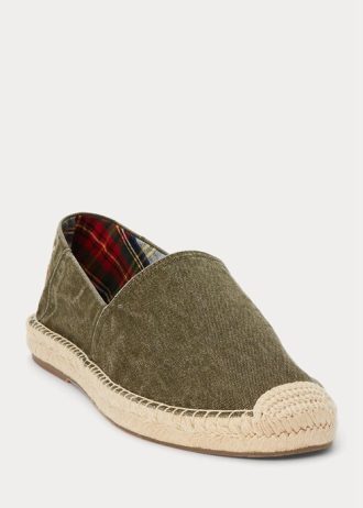 Green Men’s Ralph Lauren Cevio Washed Canvas Casual Shoes