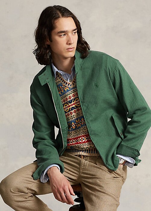 Green Men’s Ralph Lauren Linen-Blend Herringbone Twill Jackets Green Men’s Ralph Lauren Linen-Blend Herringbone Twill Jackets