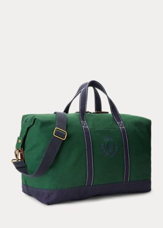 Green Men’s Ralph Lauren Logo-Embroidered Canvas Duffle Bags
