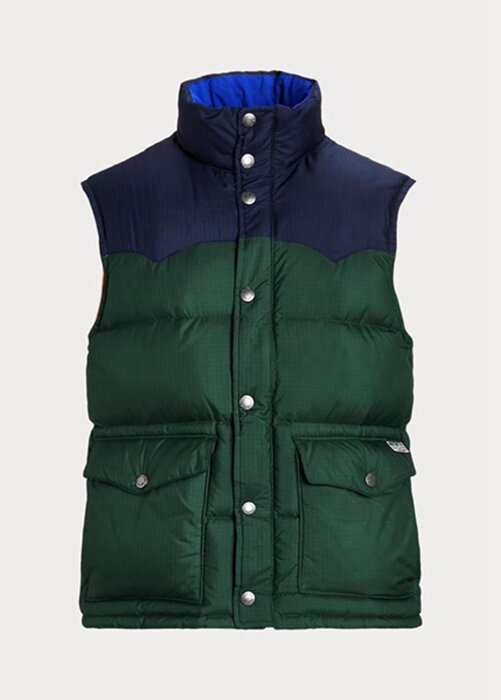 Green Men’s Ralph Lauren Water-repellent Down Western Gilet Jackets Green Men’s Ralph Lauren Water-repellent Down Western Gilet Jackets