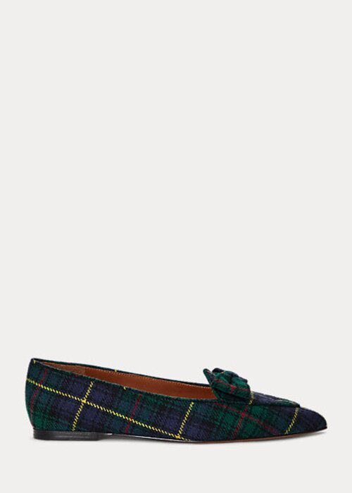 Green Women’s Ralph Lauren Ashtyn Plaid Wool Pointed Loafers Green Women’s Ralph Lauren Ashtyn Plaid Wool Pointed Loafers