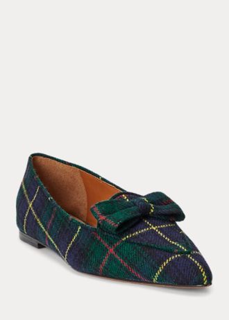 Green Women’s Ralph Lauren Ashtyn Plaid Wool Pointed Loafers