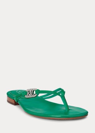 Green Women’s Ralph Lauren Emalia Nappa Leather Flip Flops