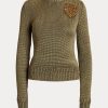 Green Women’s Ralph Lauren Embellished Silk-Blend Crewneck Sweaters