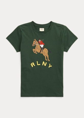Green Women’s Ralph Lauren Equestrian Appliqué Logo Jersey T Shirts