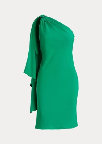 Green Women’s Ralph Lauren Georgette One-Shoulder Cocktail Dress