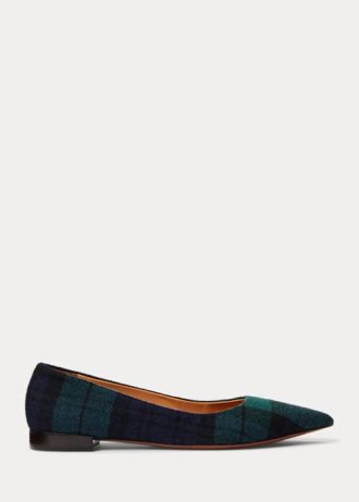Green Women’s Ralph Lauren Kendrya Black Watch Plaid Ballet Flat Shoes