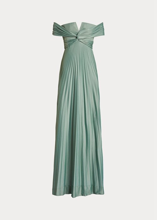 Green Women’s Ralph Lauren Merridan Pleated Jersey Evening Dress Green Women’s Ralph Lauren Merridan Pleated Jersey Evening Dress