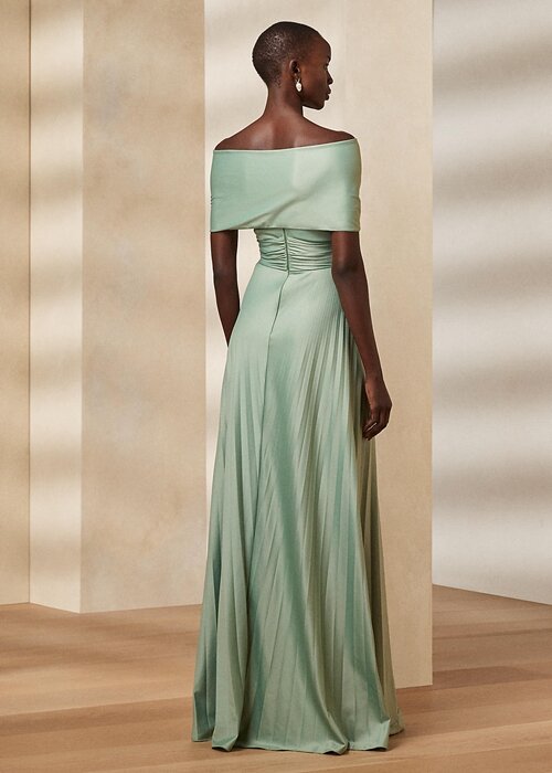 Green Women’s Ralph Lauren Merridan Pleated Jersey Evening Dress Green Women’s Ralph Lauren Merridan Pleated Jersey Evening Dress