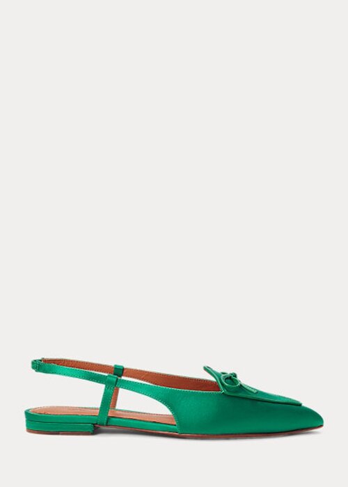 Green Women’s Ralph Lauren Silk-Blend Satin Slingback Flat Shoes Green Women’s Ralph Lauren Silk-Blend Satin Slingback Flat Shoes