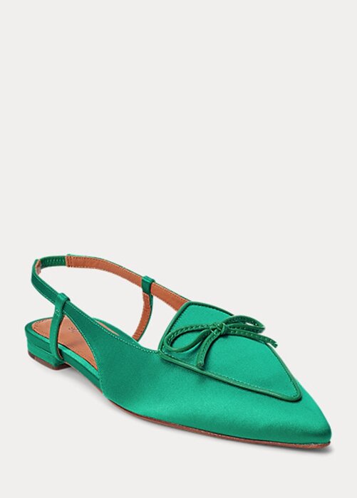 Green Women’s Ralph Lauren Silk-Blend Satin Slingback Flat Shoes Green Women’s Ralph Lauren Silk-Blend Satin Slingback Flat Shoes
