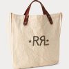 Greige Women’s Ralph Lauren Logo Canvas Market Tote Bags