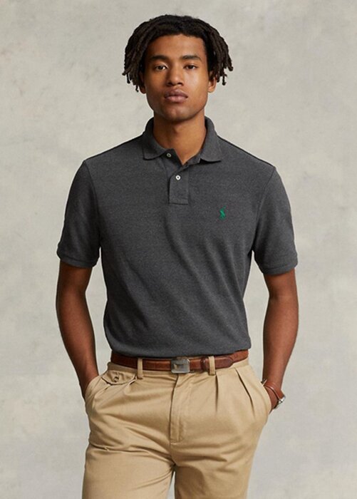 Grey Men’s Ralph Lauren Custom Slim Fit Mesh Polo Shirts Grey Men’s Ralph Lauren Custom Slim Fit Mesh Polo Shirts
