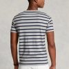 Grey Men’s Ralph Lauren Custom Slim Striped Soft Cotton T Shirts