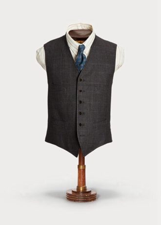 Grey Men’s Ralph Lauren Plaid Silk-linen Waistcoat  Blazers