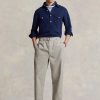 Grey Men’s Ralph Lauren Pleated Baggy Fit Canvas  Pants