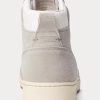 Grey / White Men’s Ralph Lauren Court Leather-Suede High-Top Sneakers