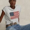 Grey Women’s Ralph Lauren Flag Cotton Jersey T Shirts Grey Women’s Ralph Lauren Flag Cotton Jersey T Shirts