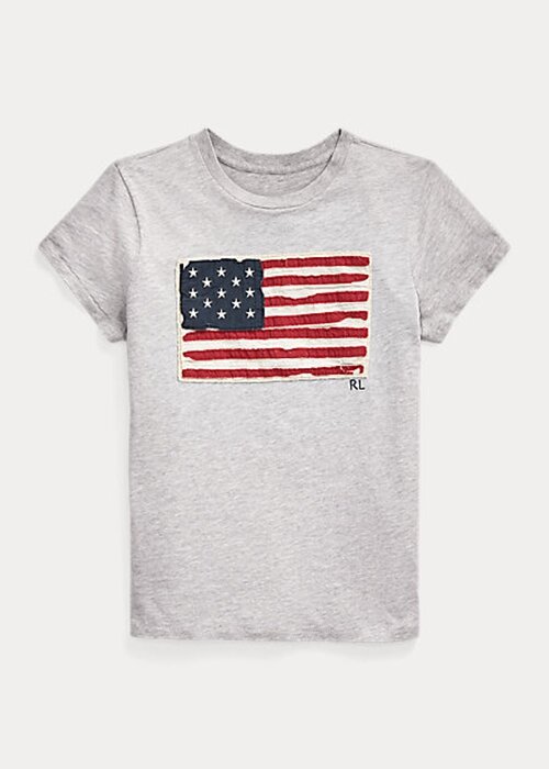 Grey Women’s Ralph Lauren Flag Cotton Jersey T Shirts Grey Women’s Ralph Lauren Flag Cotton Jersey T Shirts