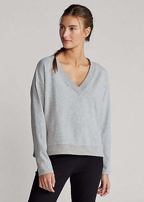 Grey Women’s Ralph Lauren Jersey V-Neck Sweatshirts Grey Women’s Ralph Lauren Jersey V-Neck Sweatshirts