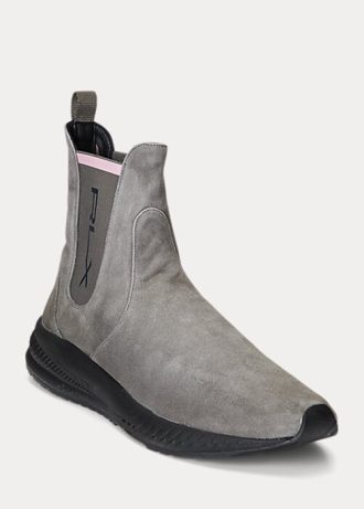 Grey Women’s Ralph Lauren Slip-On Suede Sock Sneakers