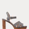 Grey Women’s Ralph Lauren Soffia Nappa Leather Sandals