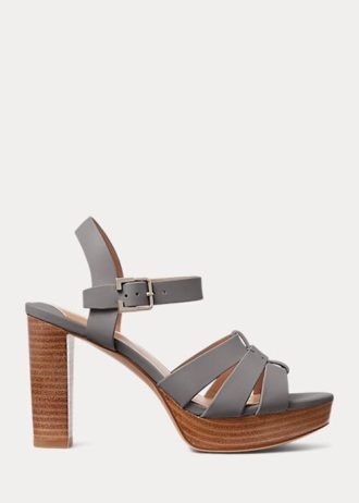 Grey Women’s Ralph Lauren Soffia Nappa Leather Sandals