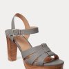 Grey Women’s Ralph Lauren Soffia Nappa Leather Sandals