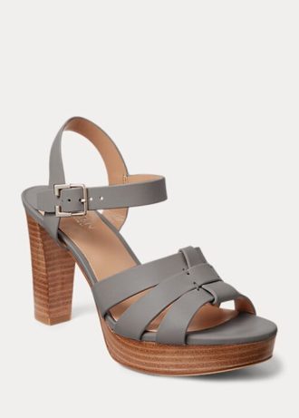 Grey Women’s Ralph Lauren Soffia Nappa Leather Sandals